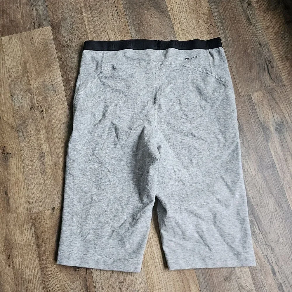 Nike Pro Dri-Fit Heather Gray Bike Shorts Spandex Compression Womens Large Y2K